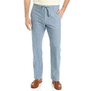 Perry Ellis Gray Linen-Blend Drawstring Waist Button Closure Men's Pants Size 34